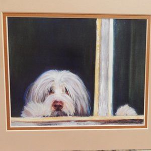 11 X 14 DBL MATTED PRINT OF DOG BY SANDRA TROWER